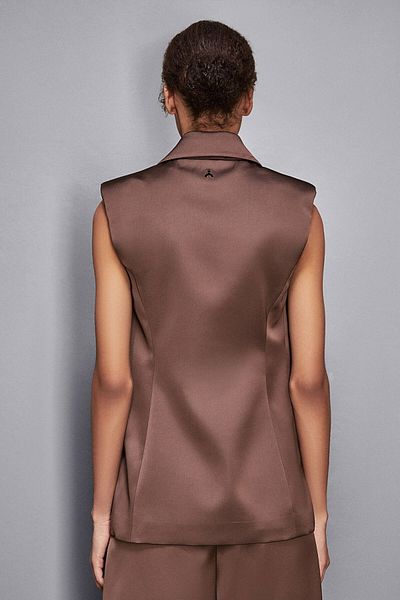 Patrizia Pepe LONG SATIN VEST - PATRIZIA PEPE - 46, BROWN