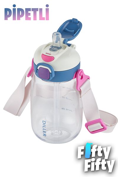 DILLER 550 ml Single Lid Double Use Tritan Water Bottle With/Without Straw Strap-Ffdillerd70-550