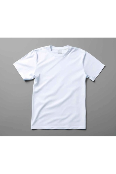 FİTGO Tricou alb cu guler rotund