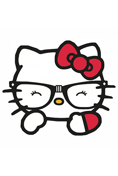 INOVATIX Set de 8 piese, autocolant Hello Kitty cu ochelari și fundă, INOVATI...