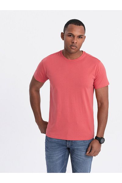 OMBRE BASIC Herren klassisches Baumwoll-T-Shirt - Koralle V17 OM-TSBS-0146 M