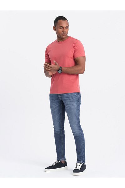 OMBRE BASIC Herren klassisches Baumwoll-T-Shirt - Koralle V17 OM-TSBS-0146 M