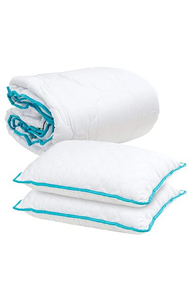 Home Still WHITE QUILT PILLOW SET 140/210 +2 ECONOMY TURQUOISE PILLOWS