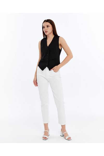 FEMİNEER.com Women's Body-Fitting Short Woven Vest
