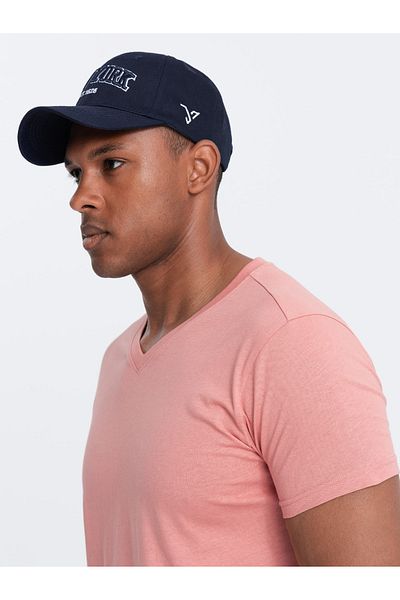 OMBRE BASIC Herren klassisches Baumwoll-T-Shirt mit V-Ausschnitt - rosa V7 OM-TSBS-0145 XXL