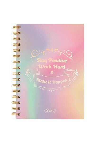 Roco دفتر ملاحظات "كن إيجابيًا، اعمل بجد، واجعله يحدث" A5، 80 ورقة، مسطرة واح...