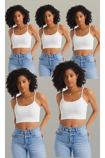 The Base Women's Ecru Advantageous 5-Piece Crop Top with Rope Strap