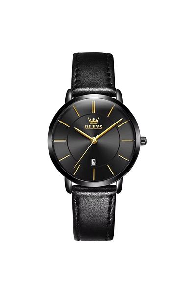 delis Women's watch Olevs CS1925, natural leather, black, black dial