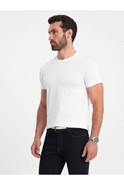 OMBRE Men's BASIC classic cotton T-shirt - white V4 OM-TSBS-0146 4XL