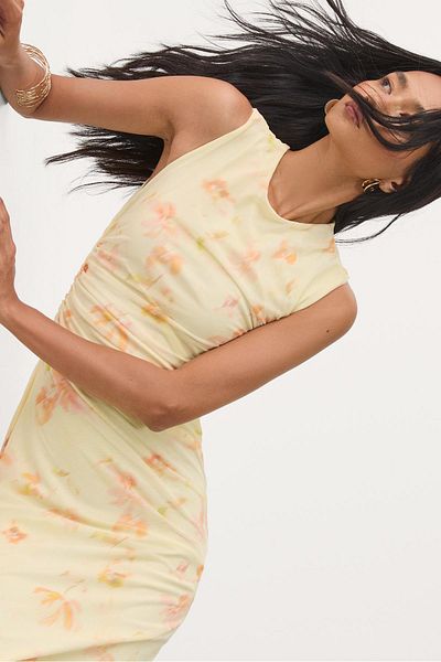 Stradivarius Printed tulle midi dress