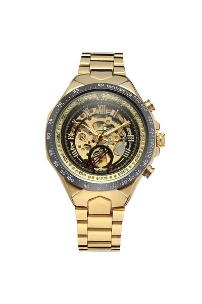 delis Winner CS1754 men's watch, automatic, stainless steel, gold, black-gold dial