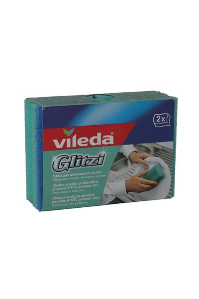 Liveda 2-Piece Teflon Glitzi Rectangular Cleaning Sponge Scourer Blue