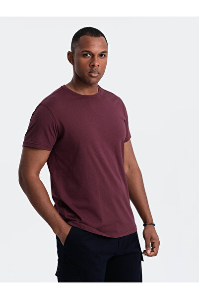 OMBRE Classic BASIC men's cotton T-shirt - maroon V10 OM-TSBS-0146 S