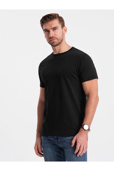 OMBRE Klassisches BASIC Herren Baumwoll T-Shirt - schwarz V1 OM-TSBS-0146 3XL