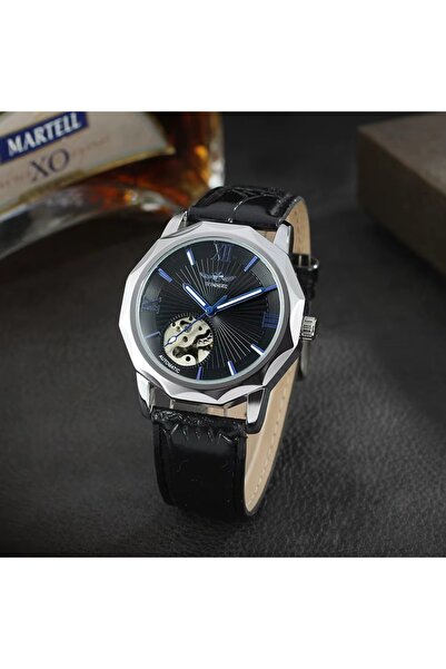 delis Ceas barbatesc Winner CS1727, automatic, piele naturala, negru, cadran ...