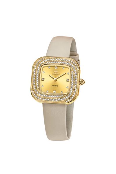 delis Women's watch Olevs CS1930, natural leather, cream, gold dial