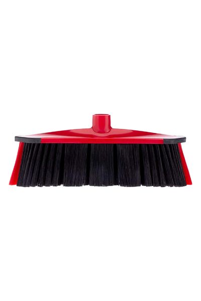 Liveda Durable High Quality Synthetic Material 3 Action Broom with Handle Red
