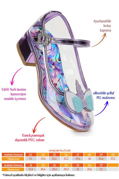 Kiko Kids Unicorn Girl's Heeled Evening Dress Transparent Shoes