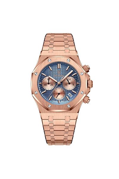 delis Men's watch Poedagar CS1841, stainless steel, rose gold, blue dial