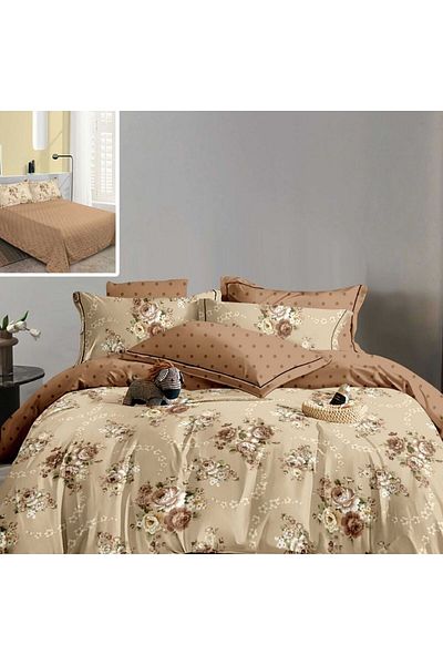 NufJoy Double bed linen Finet Gros Cotton 6 pieces, bed sheet 220x240 cm