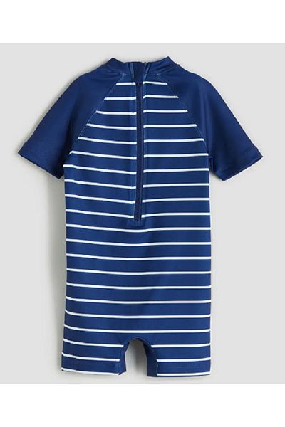 LC Waikiki Lcw Baby Navy Blue Crew Neck Short Sleeve Printed Baby Boy Swimsuit