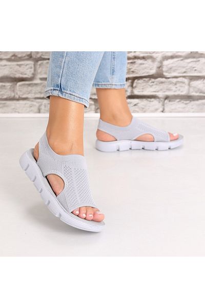 MODA STİL Women's Sandals Without Heels Grey Textile Galna, 39