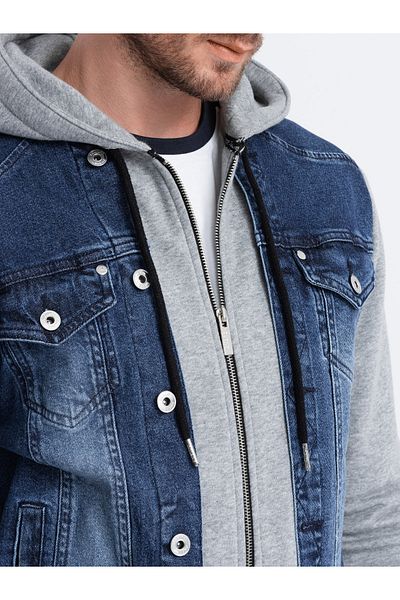 OMBRE Herren Übergangsjeansjacke - Denim/Grau OM-JADJ-0124 L