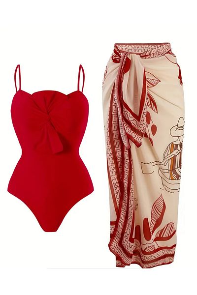 La Saade Tropica Noir-Red Swimsuit Set