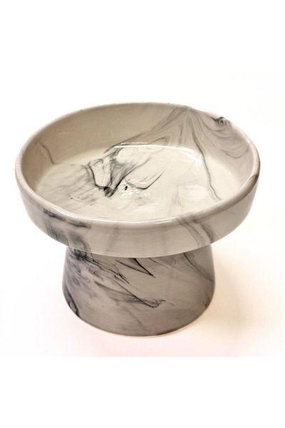 Pawstar Slanted High Ceramic Food Bowl – 350 Ml- Black Pattern