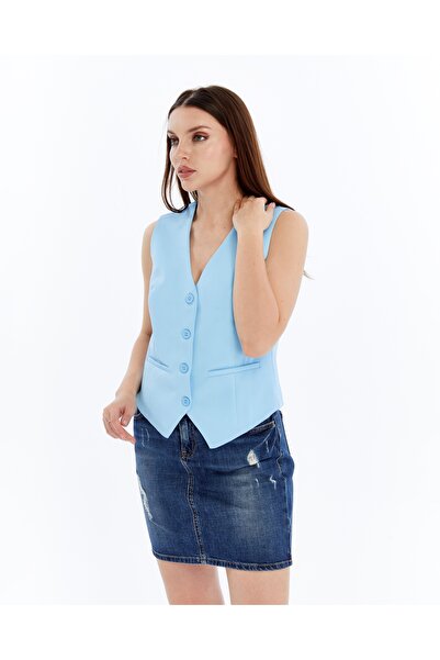 FEMİNEER.com Kadın Vücuda Oturan Kısa Dokuma Yelek