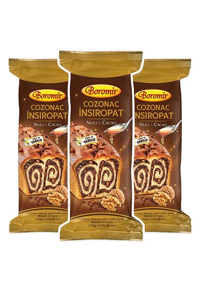 Boromir Cozonac in Syrup with Nuts and Cocoa 550g x3PCS