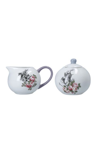 MIKASA X V&A Alice in Wonderland Fine China Porcelain 200ml Creamer and Sugar Bowl Set