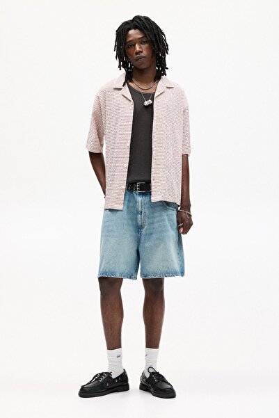 Pull & Bear Gofre kumaş kısa kollu gömlek