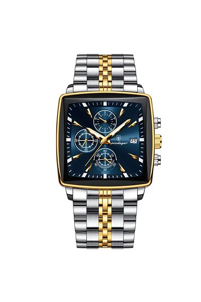 delis Men's watch Poedagar CS1821, stainless steel, silver-gold, blue dial