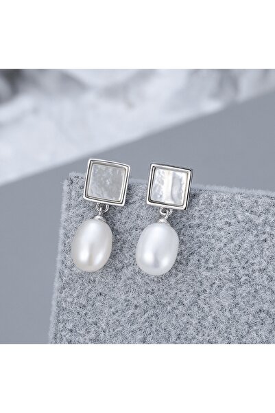 delis Σκουλαρίκια με φυσικό μαργαριτάρι από ασήμι 925, 10mm, επιπλατινωμένα με ρόδιο, κλασικό στυλ