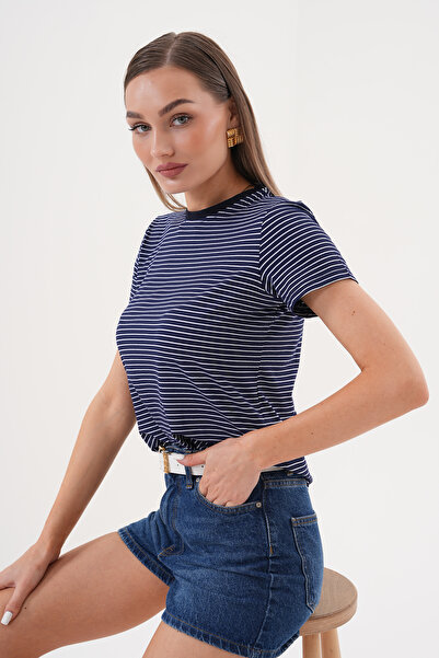 GENIUS STORE Women's Striped T-Shirt Crew Neck Short Sleeve T-Shirt Striped-T-Shirt