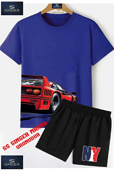SS SİNSER Tricou cu gât rotund cu imprimeu special pentru copii „CAR RED SAG ...
