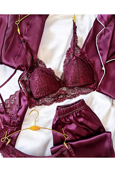 cdh çeyize dair herşey Sunshine Plum Satin Silk 8-Piece Boxed Giant Dowry Set 6732