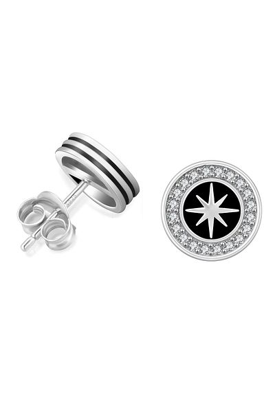 delis 925 silver earrings, JW1415, star pattern, rhodium plated