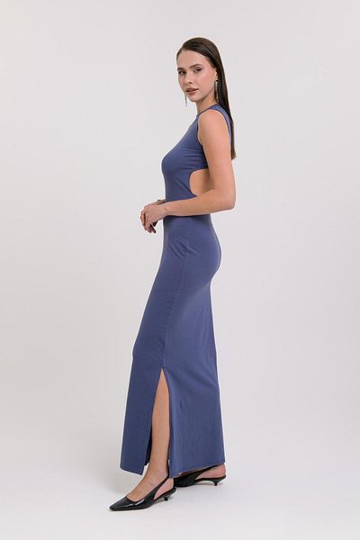 AFLOOW Women's Blue Backless Side Slit Maxi Dress - the Bold Side of Elegance