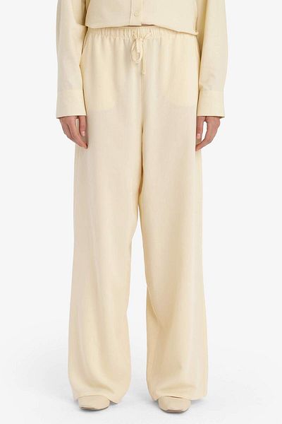 DeFacto Wide Leg Pocket High Waist Standard Length Linen Blended Pants F5024Ax25Sp