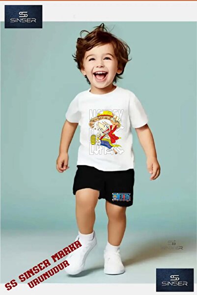 SS SİNSER Παιδικό "ANIME ONE PIECE SOL YAZI" Μπλουζάκι με Ειδική Στάμπα και Σ...