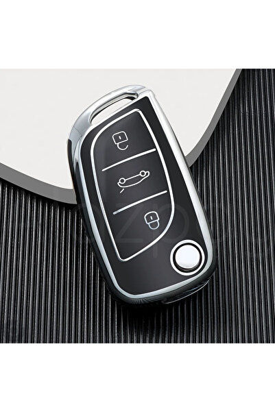 Alazpay Peugeot 107 207 307 407 308 408 3008 5008 Tpu Key Case Cover (Black)