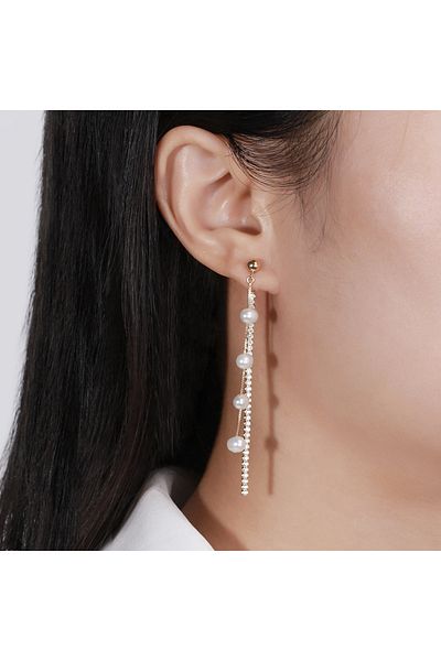 delis Cercei lungi argint 925, JW1568, model perla, placati cu rodiu