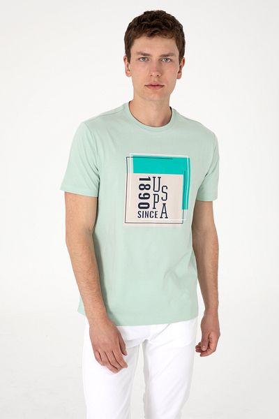 U.S. Polo Assn. Men's Regular Fit Crew Neck Water Green T-Shirt 50306880-Vr048