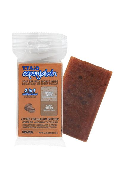 Esponjabon 2 in 1 Bath sponge and built-in soap, with coffee powder, Esponjabon, 120 gr
