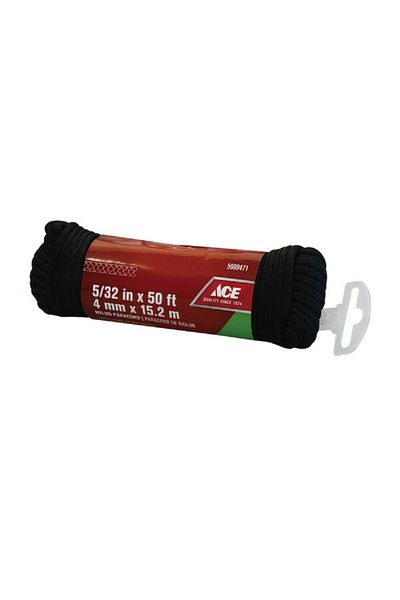 ACE Diamond Braided High Strength Nylon Paracord Black 0.40cm x 15.2m