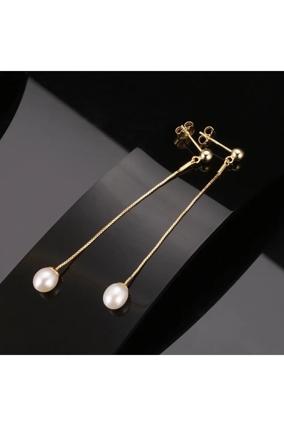 delis Μακριά κρεμαστά σκουλαρίκια με φυσικά μαργαριτάρια από ασήμι 925, επιπλατινωμένα με ρόδιο