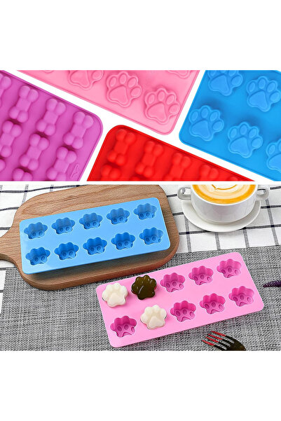 Eminonutoptanci Silicone Mold Chocolate and Ice Cute Paw Candy Plastic Cake Mold 10 Lu