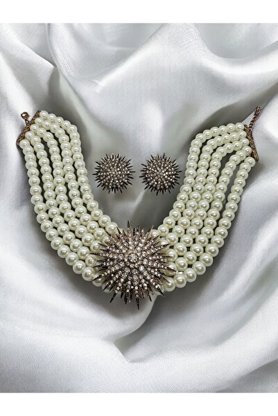 FUYA JEWELLERY Zirkon Taşlı Işıltılı Yıldız Kolye, Küpe Set
